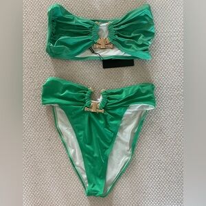 PrettyLittleThing Emerald Bikini Set with Gold Details